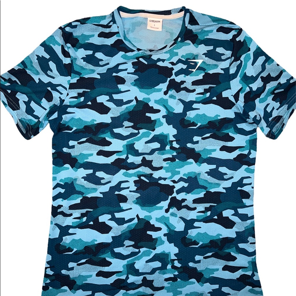 Gymshark Arrival T-Shirt Teal Camo - Picture 3 of 6